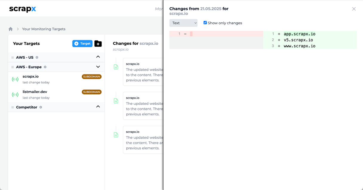 Subdomain feature screenshot