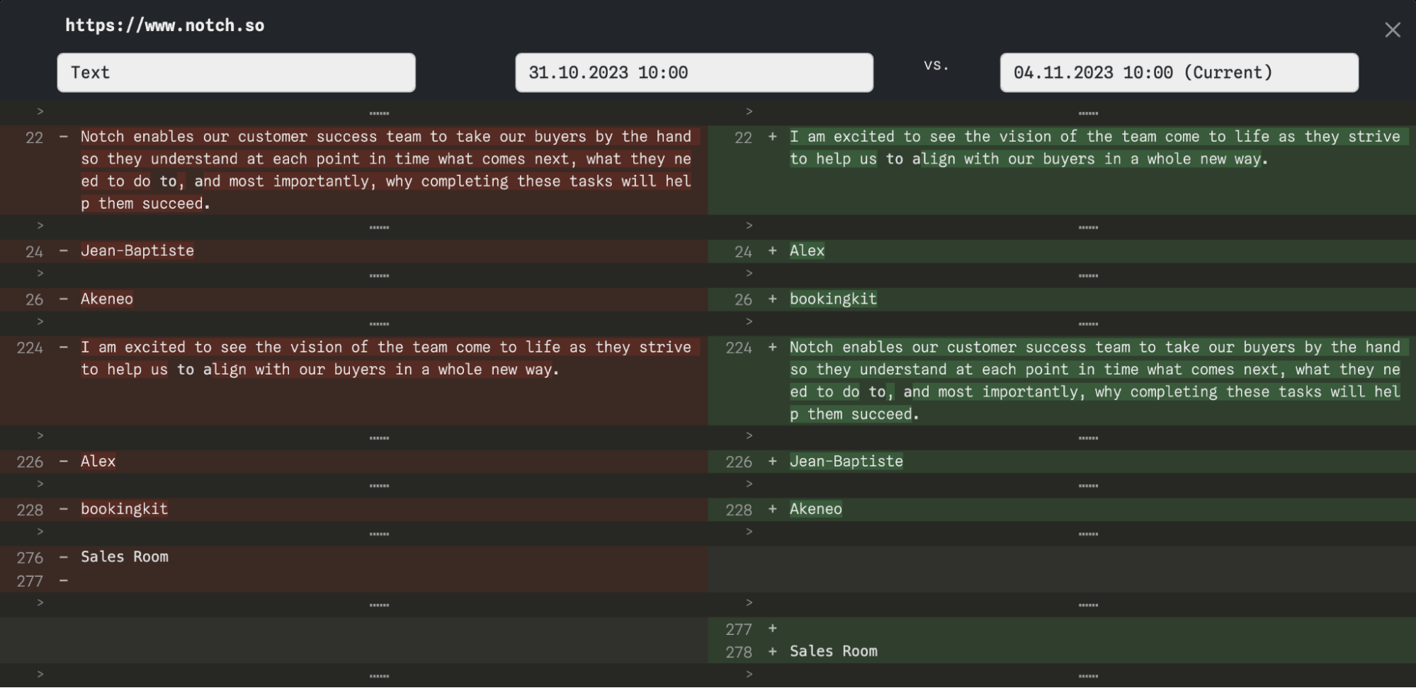 Textual Change Detection