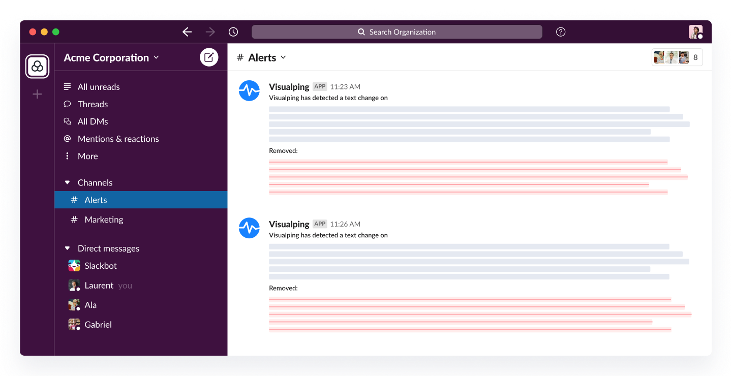 Visualping Notification Options
